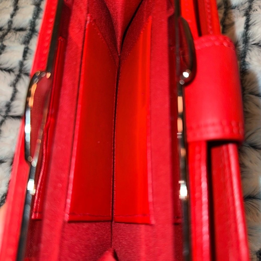 Rolf’s Red Leather Continental Compact Clutch Checkbook Kisslock Wallet NWT - Picture 6 of 8